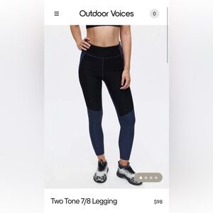 Outdoor Voices Black and Blue 7/8 Leggings